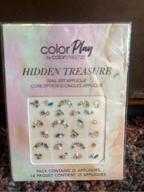 Color Street ColorPlay Hidden Treasure Nail Art Appliques - Teal, Gold, White